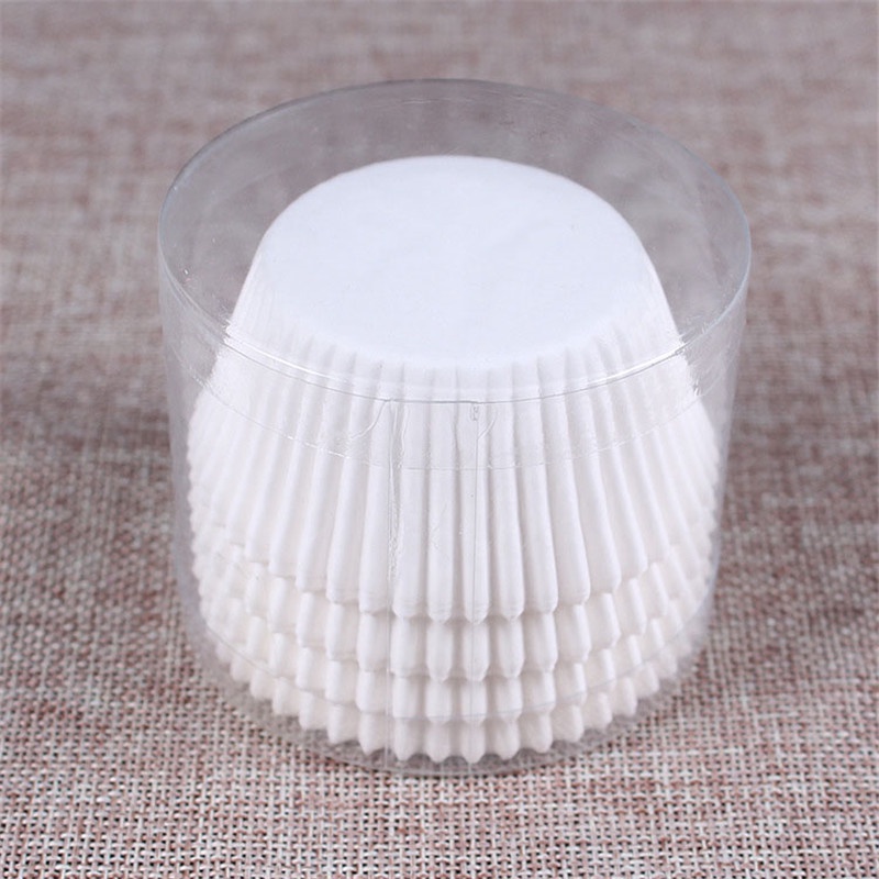 Bộ 100 Cốc Giấy Đựng Bánh Cupcake Màu Trắng Tiện Lợi