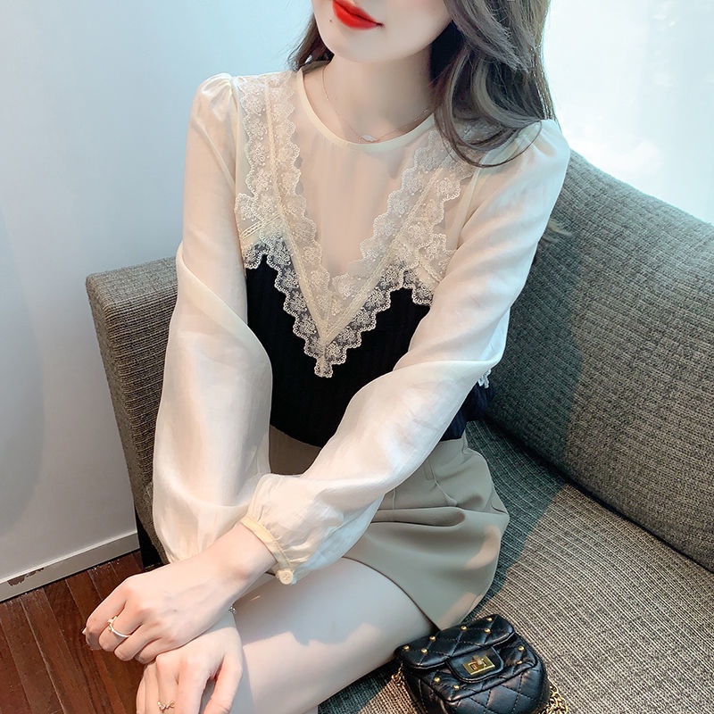 Áo Voan Cổ Tròn Tay Phồng Phối Ren Thời Trang Cho Nữ  tao bao