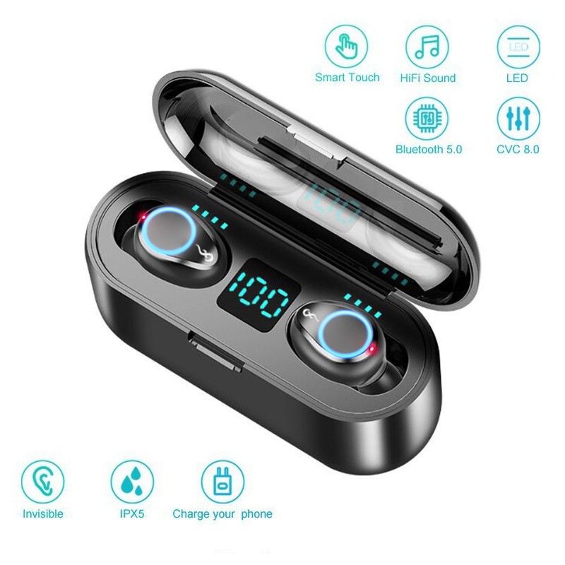 Tai nghe true wireless AMOI F9 | bản QUỐC TẾ | Màu Đen | (Nhiều phiên bản) | BigBuy360 - bigbuy360.vn