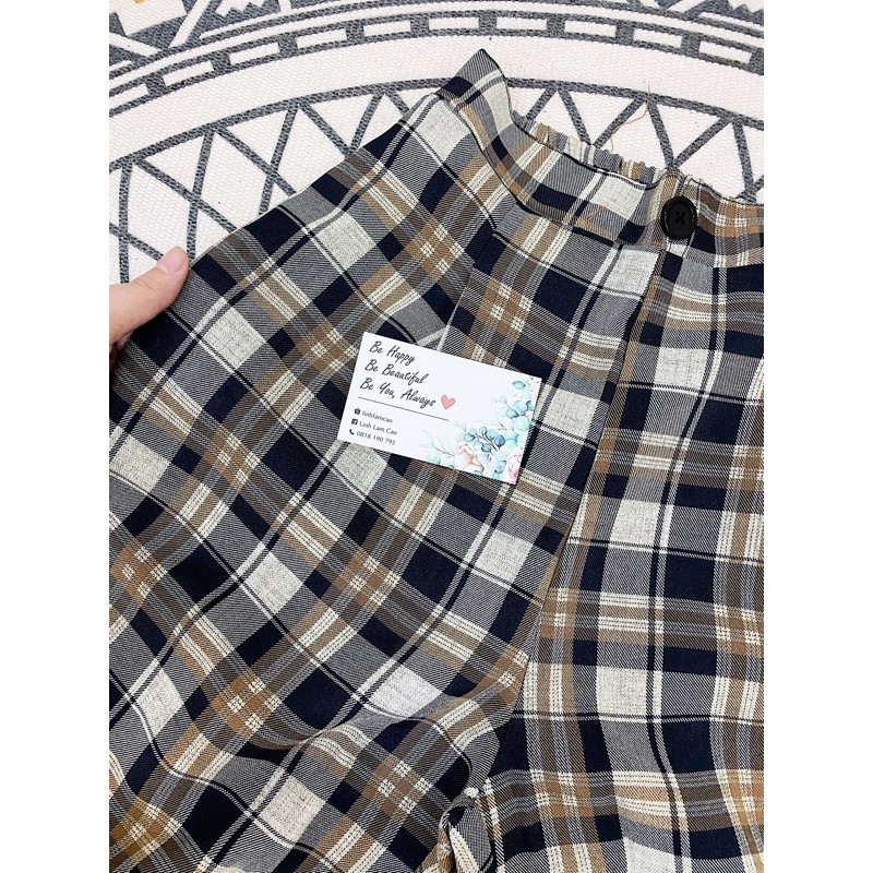 Quần Suông Kẻ Caro Ống Rộng Cúc Trước Chun Sau Ullzzang (ẢNH THẬT) | BigBuy360 - bigbuy360.vn
