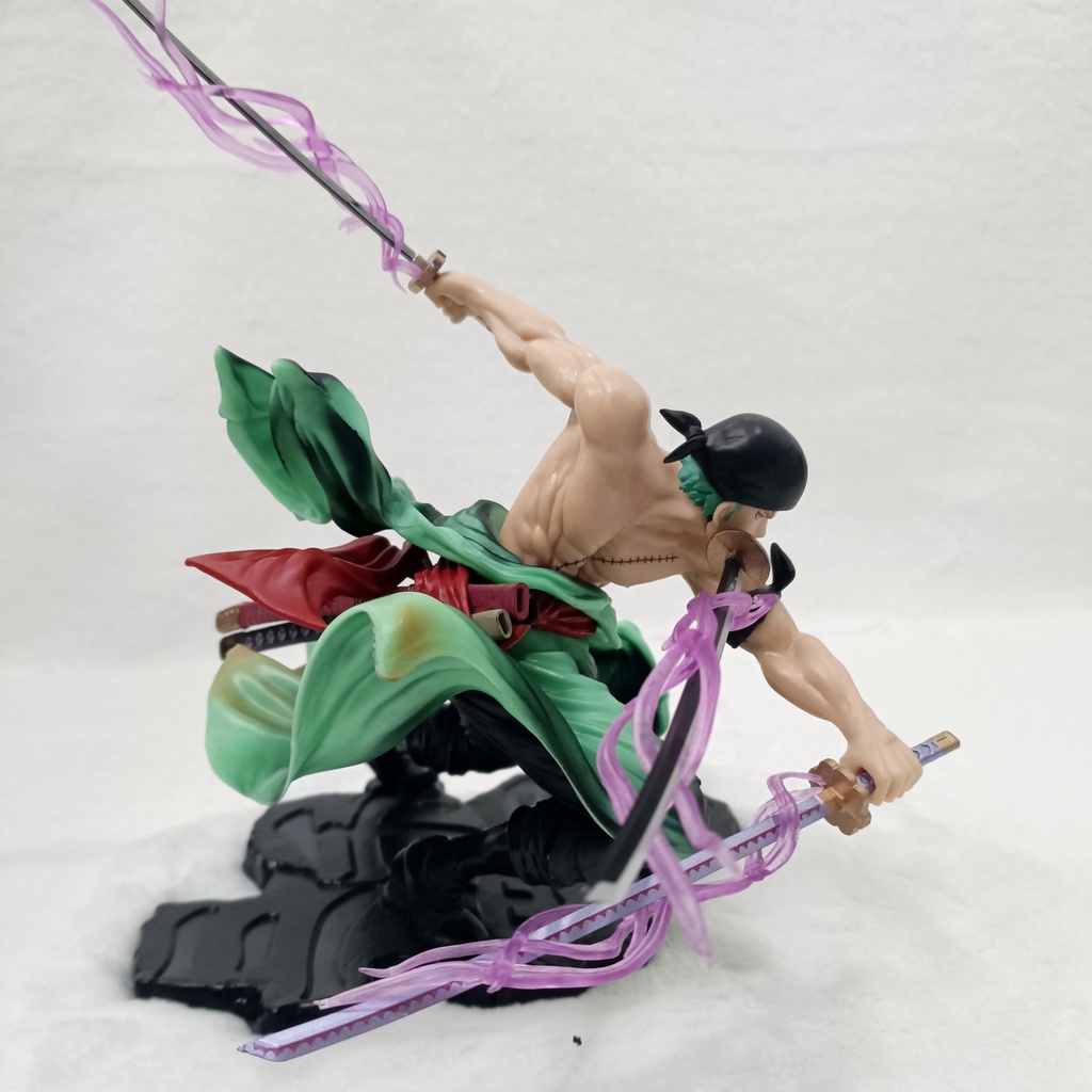 Mô hình nhân vật One Piece Zoro 3000 thế giới cao cấp - Mô hình Zoro 3 kiếm, hiệu ứng Hắc Kiếm, Figure anime One Piece