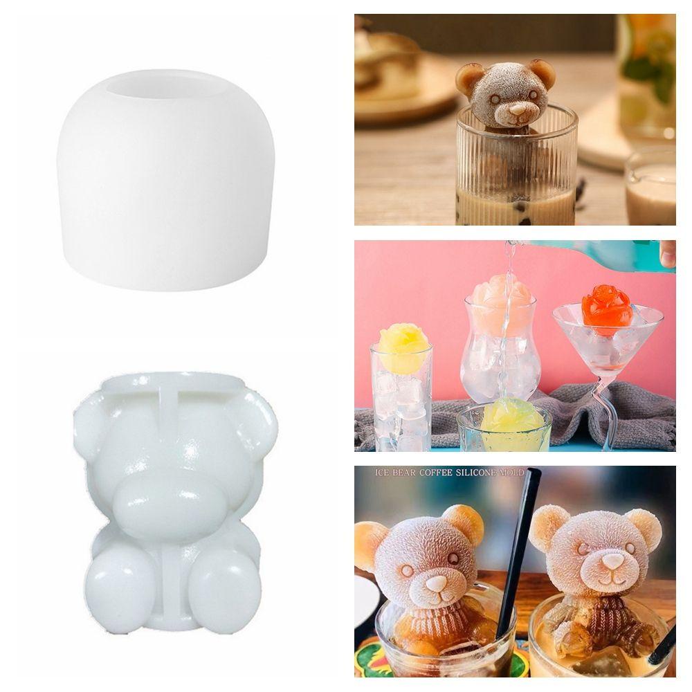 Khuôn Silicone Làm Đá / Cocktail Hình Gấu 3D Độc Đáo