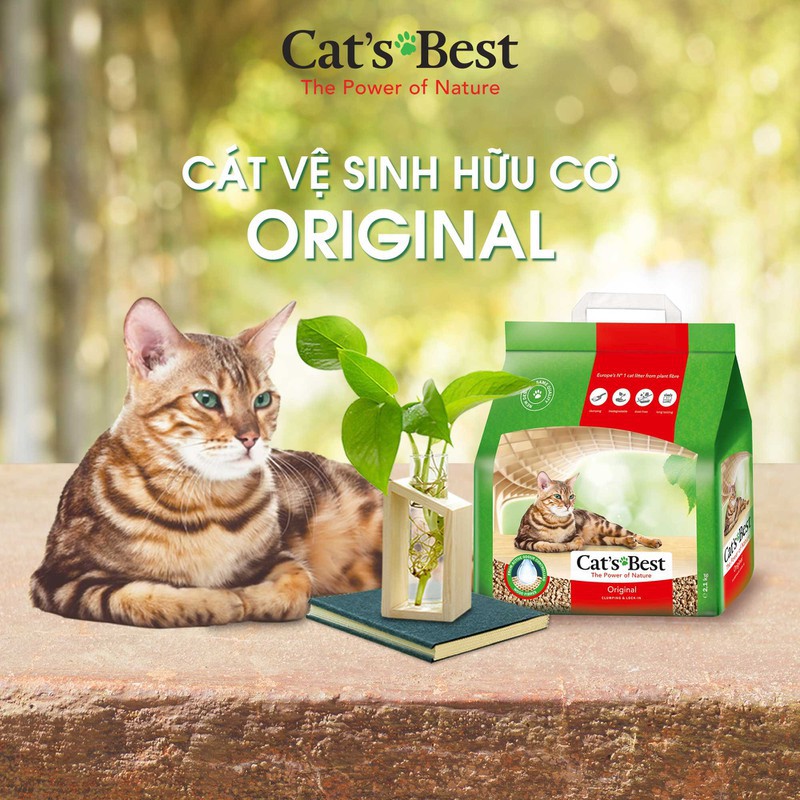Cát gỗ vệ sinh cho mèo Cat’s Best Original khử mùi vón cục 5L và 10L