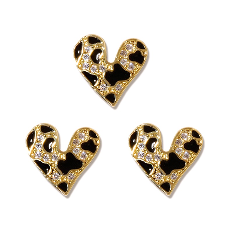 Youyo Set 3 Phụ Kiện Trang Trí Móng Tay Nghệ Thuật Họa Tiết Da Báo / Gấu / Trái Tim / Thắt Nút Cho Cửa Hàng