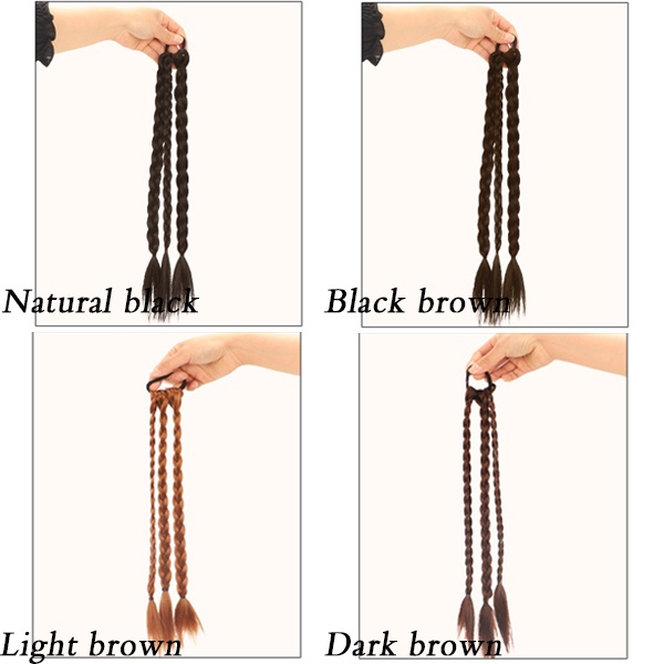 Bím Tóc Giả Bằng Sợi Tổng Hợp Màu Đen / Nâu Co Giãn Dành Cho Trẻ Em