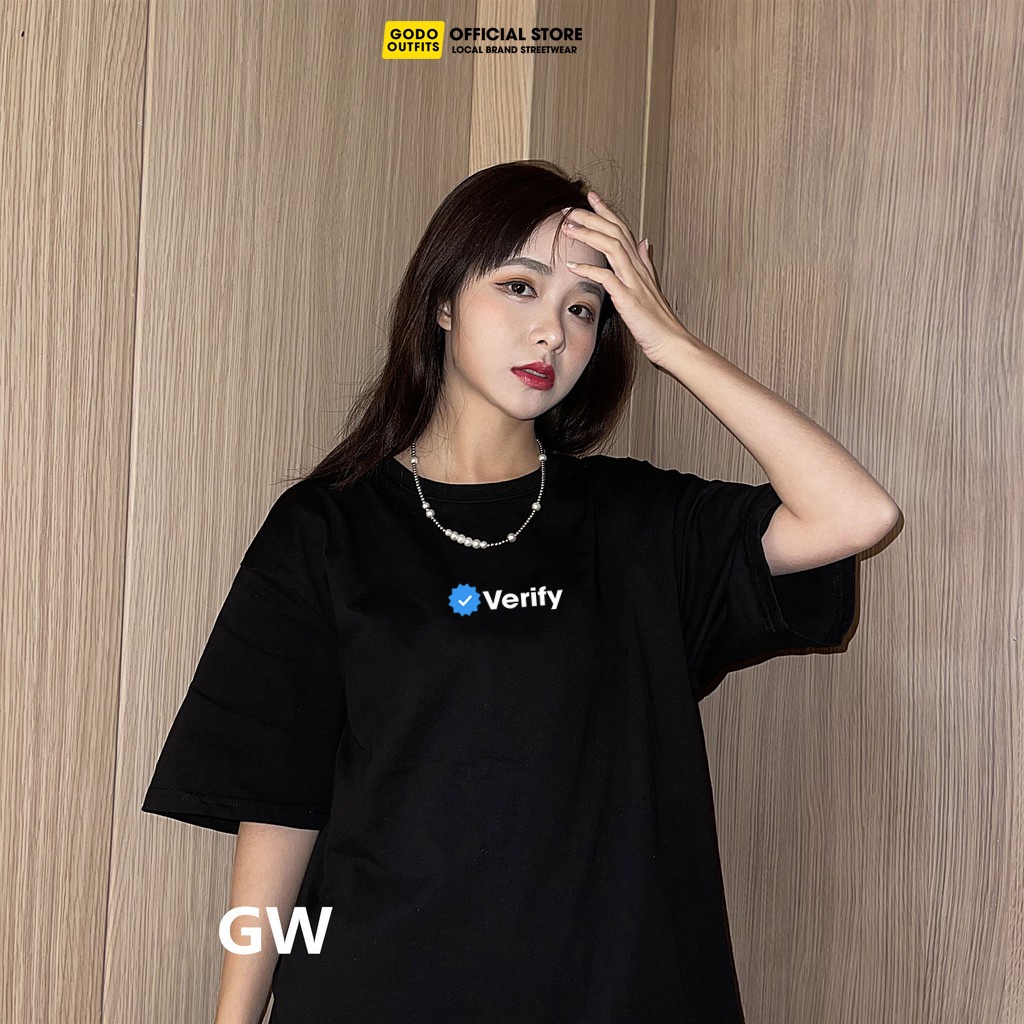 Áo thun tay lỡ Unisex form rộng local brand GODO OUTFITS IN VERIFY AT125,áo phông unisex primeum cotton 100%