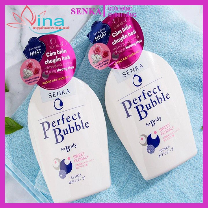 SỮA TẮM DƯỠNG ẨM SENKA PERFECT BUBBLE FOR BODY SWEET FLORAL HƯƠNG HOA HỒNG VÀ ĐINH HƯƠNG 500ML