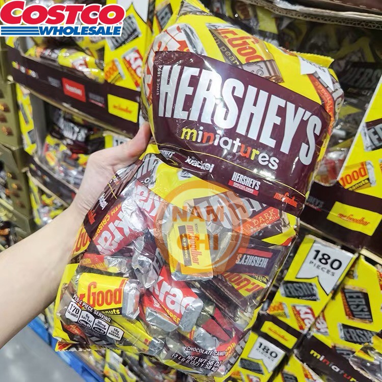[DATE MỚI] Socola Hershey's Miniatures 1.58kg Hỗn Hợp 4 Loại Socola Mỹ 180 Viên CHUẨN COSTCO