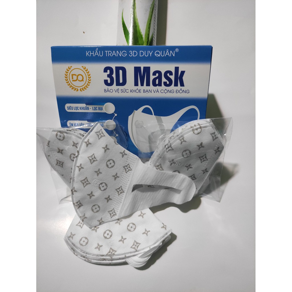 [Mẫu Mới Hot] Khẩu Trang 3D Mask LV Họa Tiết Duy Quân Xuân Lai Chất Dày Dặn, Quai Bền Dai, Ôm Mặt, Hộp 50 Chiếc Siêu Đẹp