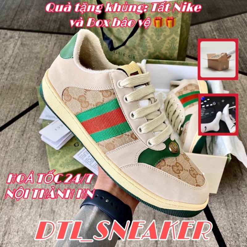 Giày GC_Sơn Tùng bản chuẩn Trung xịn, Gucci Sơn Tùng xanh, dễ phối đồ, tặng full bill + box bảo vệ