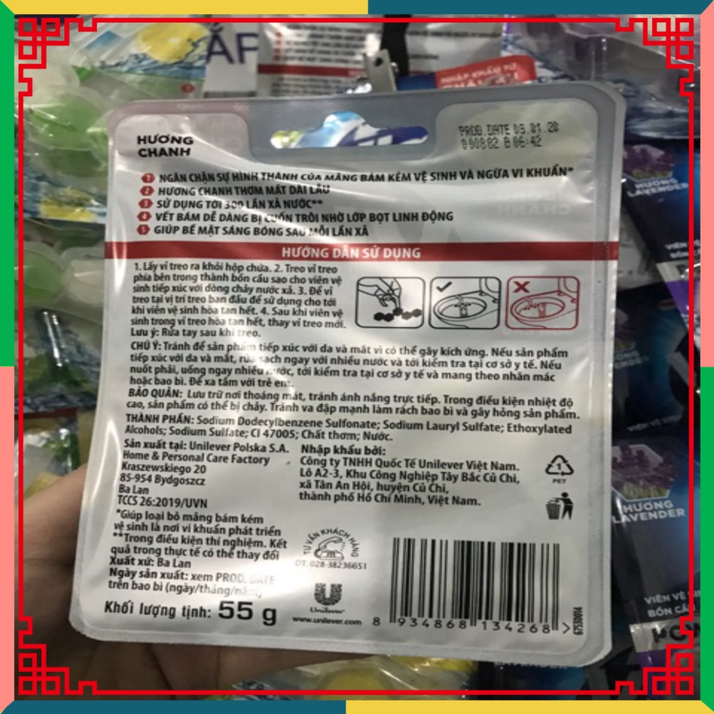 Viên Treo Tẩy Bồn Cầu Vim Power 55g Loại Mới Có Móc Treo