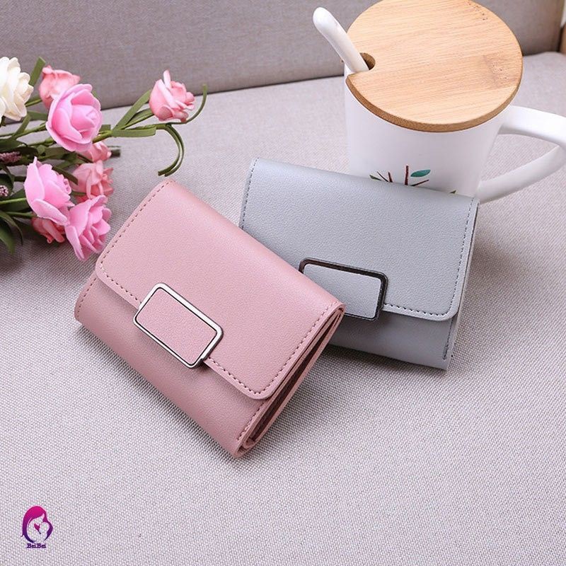 Ví Gập Mini Khóa ô Vuông MonBags 4 Màu Ví nữ đẹp cầm tay mini cao cấp