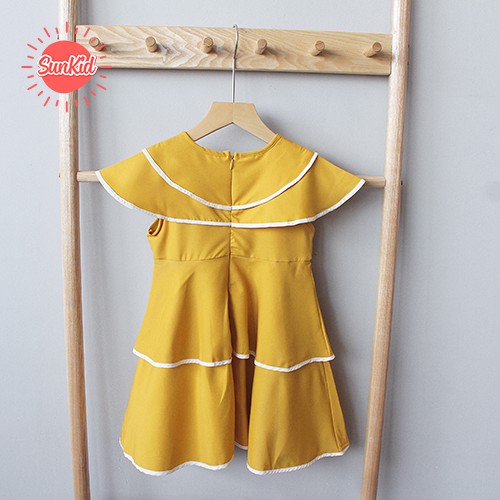 Váy đầm bé gái dáng suông cổ thuyền hai tầng vải trượt nhật cao cấp mùa hè Sunkid CT2 size trẻ em 4-12 tuổi