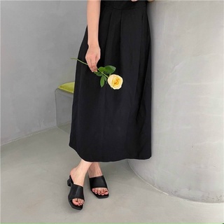 Dép cao gót guốc nữ mũi vuông gót vuông 4cm chất da mềm vnxk