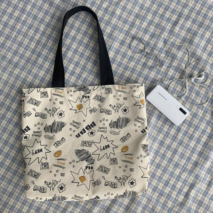 Túi vải canvas, túi tote nữ ROAR phong cách Ulzzang Hàn Quốc