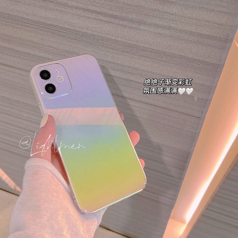 For iphone 14 pro max Ốp Điện Thoại Nhựa Acrylic Trong Suốt Ánh Laser Cầu Vồng Cho iPhone 14 Pro Max 13 Pro 12 Mini 11 Pro Max X XR XS 7 8 Plus SE 2020