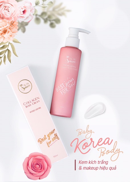 Kem Baby Korea Body (Thoa là trắng. Bao đụng nước, đụng quần áo, ko bết, thấm, dính kem. Mùi ngọt như tình yêu của bạn)
