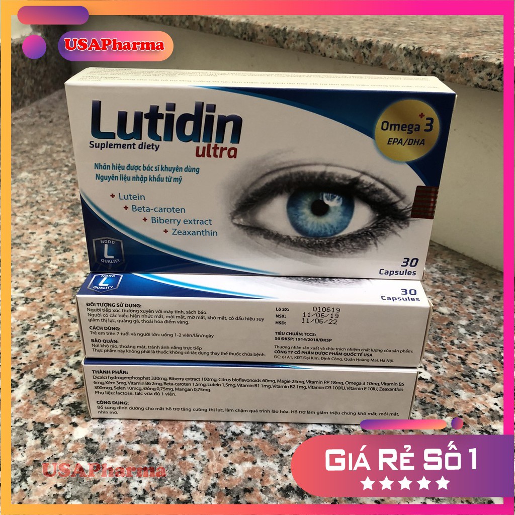 [Viên uống] Bổ mắt LUTIDIN - Giúp mắt sáng khỏe, cải thiện thị lực | MediUSA | Thế Giới Skin Care