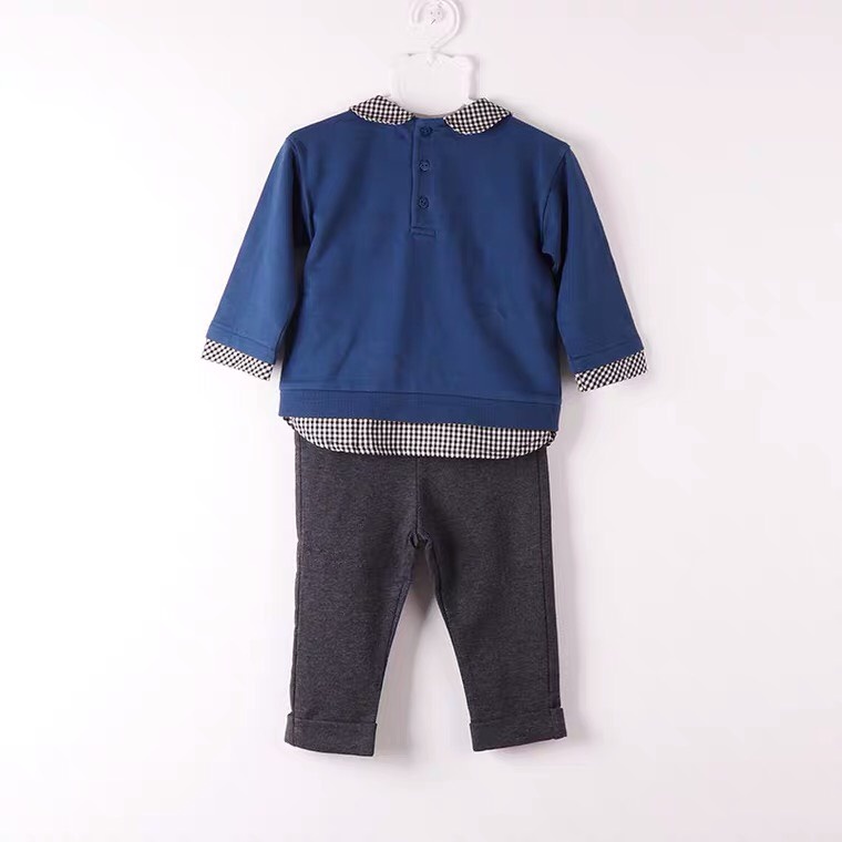 Bộ nỉ da cá cổ áo sơ mi cho bé trai BHL010