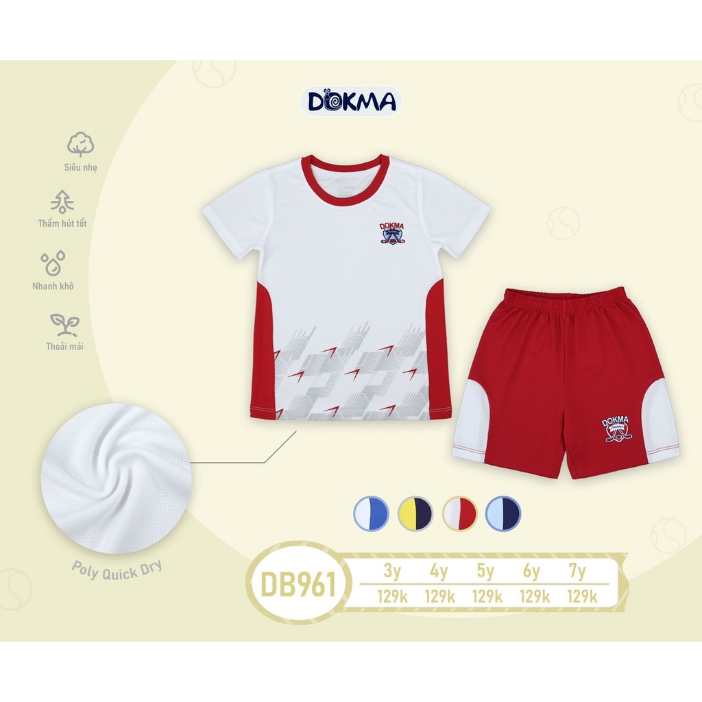 8-12Y Bộ thể thao cộc tay bé trai Dokma (22-40kg)