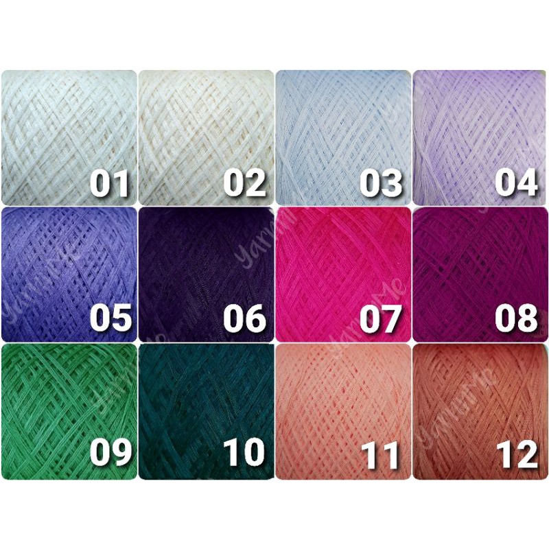 (1-12) Sợi Cotton Thái 100% loại chập, 0.8mm, nhẹ, bóng, mịn