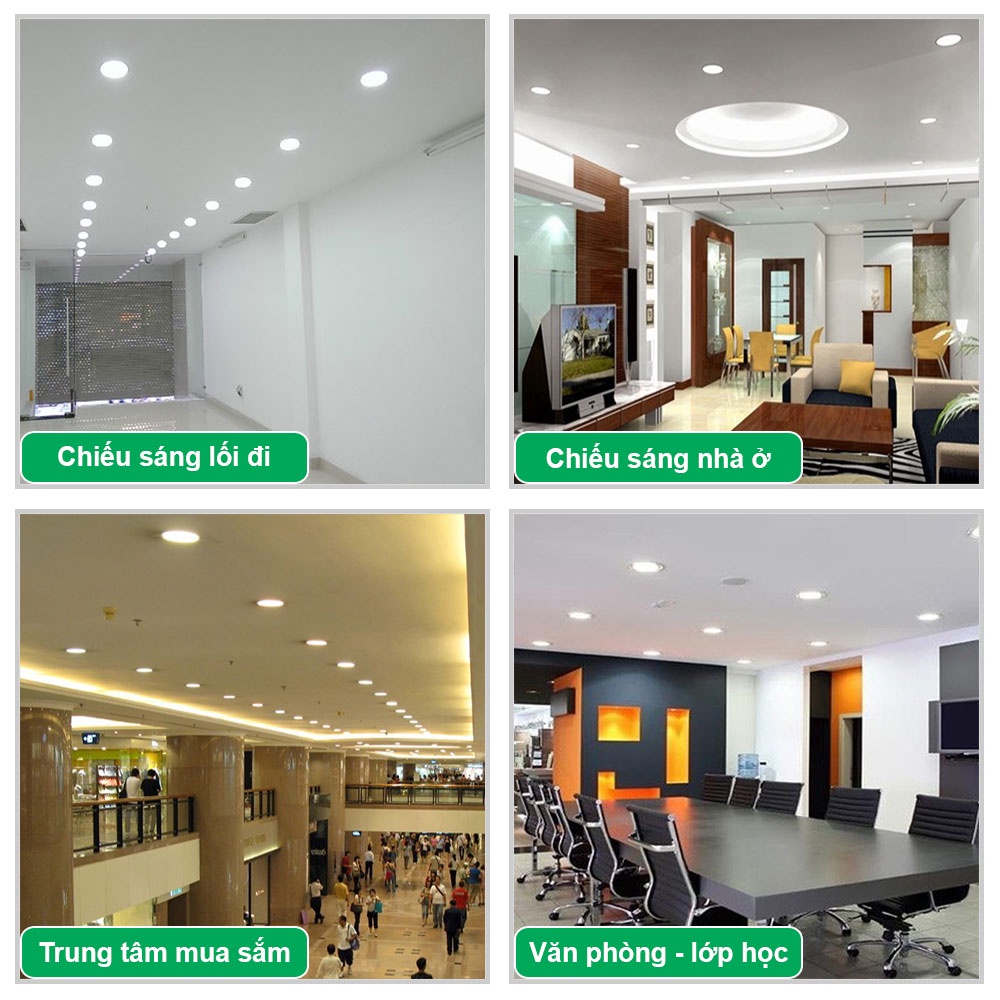 Đèn Led Âm Trần, Downlinght Công Suất 3W, 6W, 9W, 12W, 18W, 24W Siêu Mỏng Tròn Haledco Bảo Hành 12 Tháng