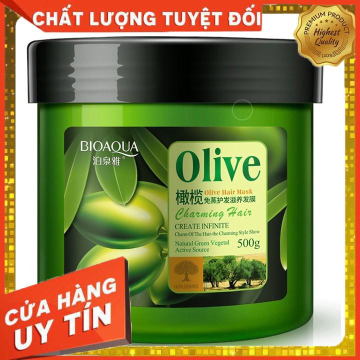 Bộ Dầu OLIVE Bioqua siêu mượt tóc và phục hồi hư tổn ngăn rụng tóc