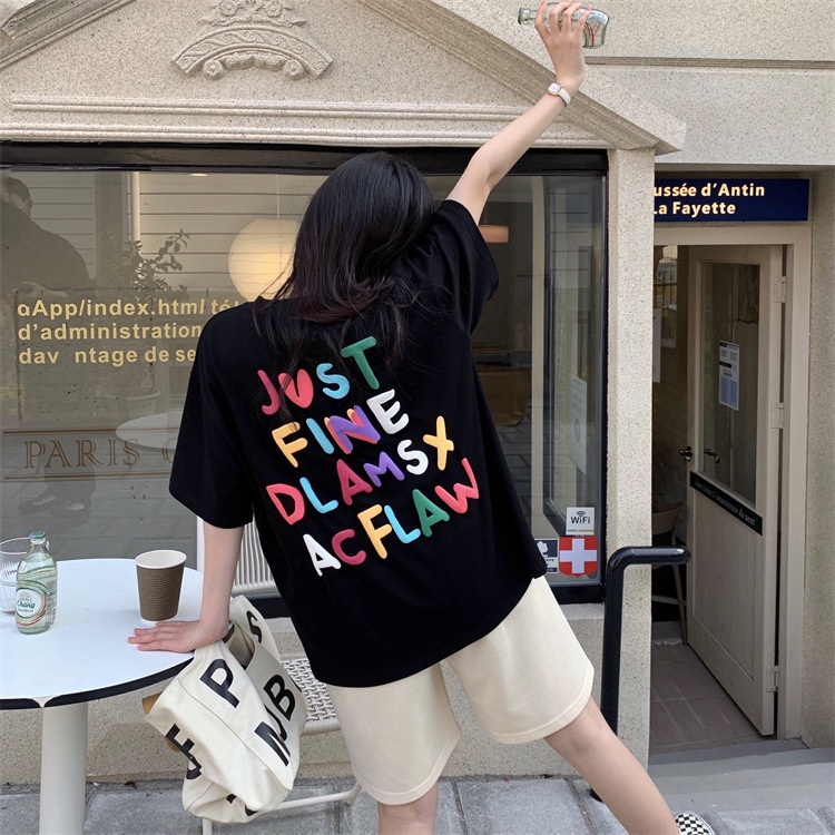 Áo thun tay lỡ JUST FINE DLAMSX ACFLAW ❤️ Áo phông oversize form rộng unisex  nam nữ - A09 - Happy Style