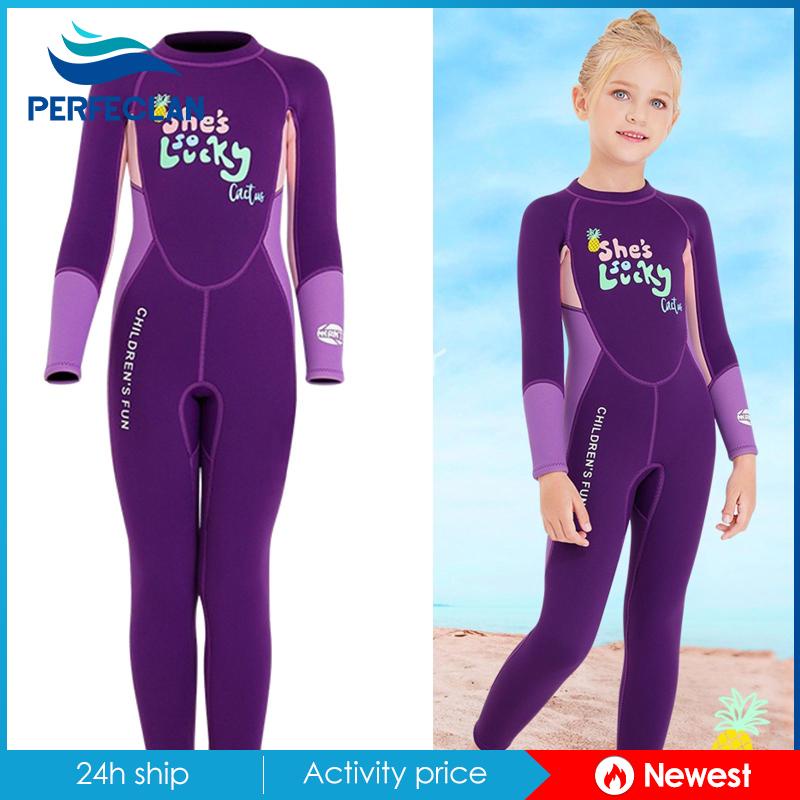 Bộ Đồ Lặn Một Mảnh Tay Dài Dày 2.5MM Cho Bé Gái