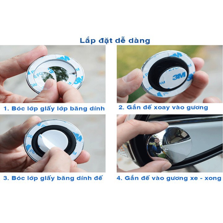 BỘ 2 GƯƠNG CẦU LỒI XÓA ĐIỂM MÙ DẠNG XOAY TRÒN