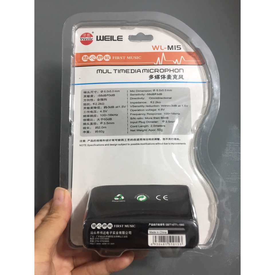 microphone dùng cho máy tính weile WL-M15 (học online)