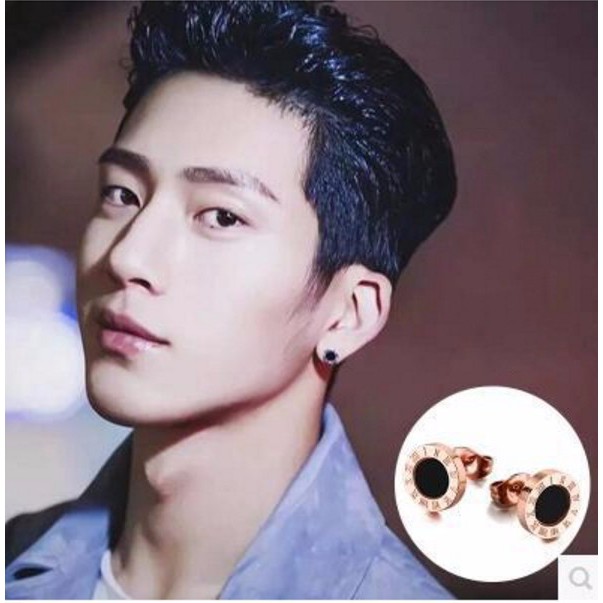 Bông Tai Hình Tròn Đen Nam Nữ Unisex Titan Ko đen TT 0553 - 1 cặp