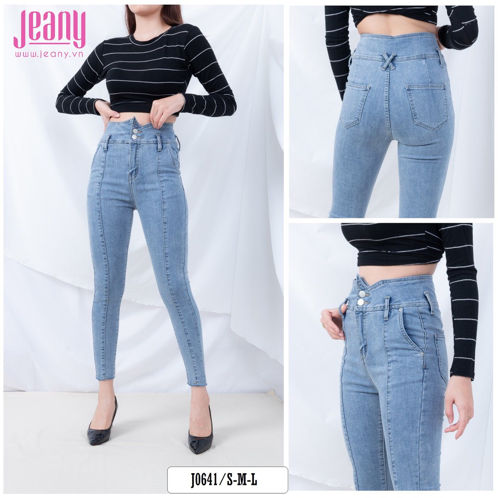 Quần Jean Nữ Màu Nhạt Lưng Siêu Cao 2 Nút J0641 - Jeany