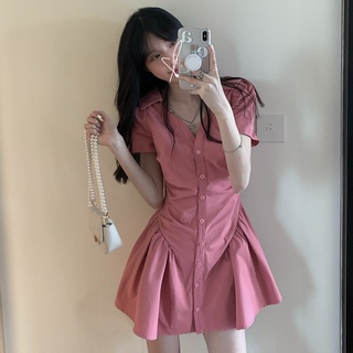 Đầm sơ mi xếp ly phong cách hàn quốc cho nữ