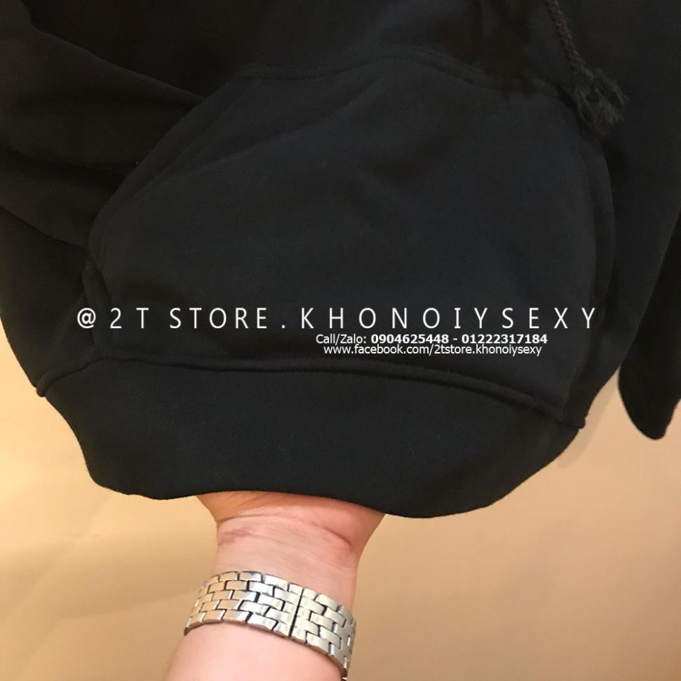 Áo hoodie unisex 2T Store H01 màu đen - Áo khoác nỉ chui đầu nón 2 lớp dày dặn đẹp chất lượng 🌺