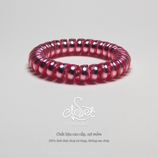 Dây buộc tóc lò xo ánh kim, chun buộc tóc lò xo nhựa xoắn DC06