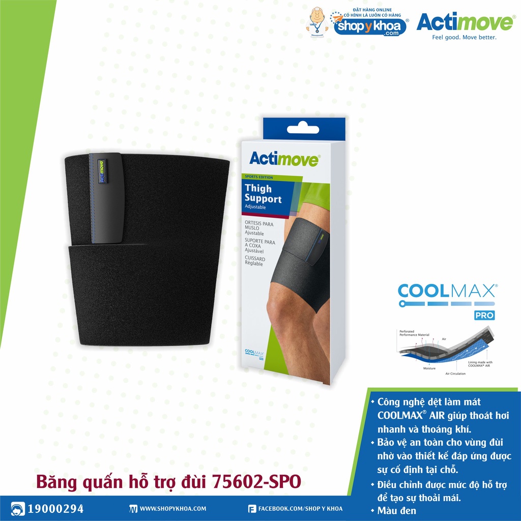 Băng Quấn Hỗ Trợ, Phòng Ngừa Căng Cơ Đùi 75602-SPO, Màu Đen [Actimove] - Nhập Khẩu Chính Hãng Châu Âu (1 Cái)