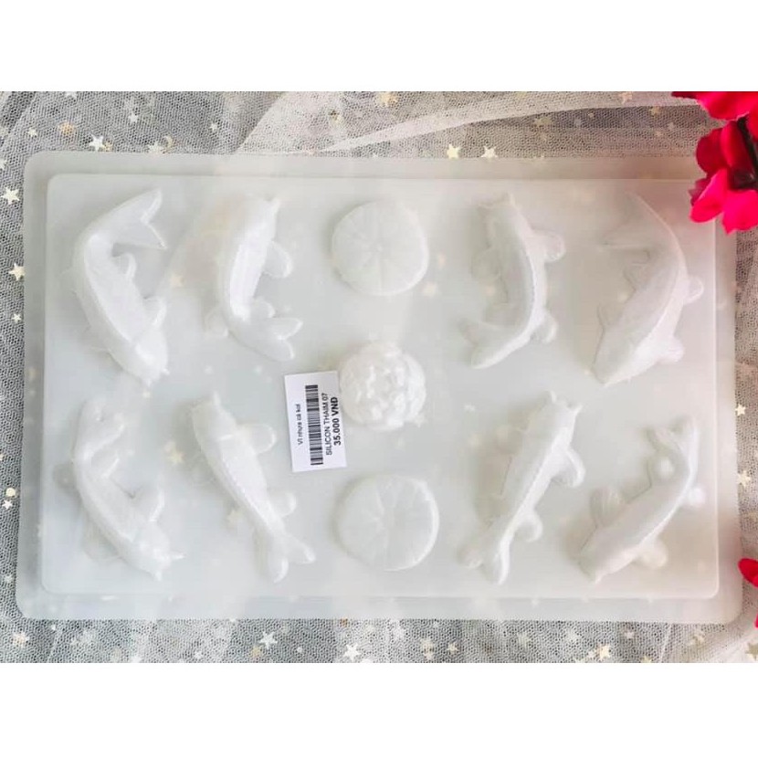Khuôn Cá Chép nhỏ (8 con) + Đài Sen lớn làm bánh rau câu 3D, 4D