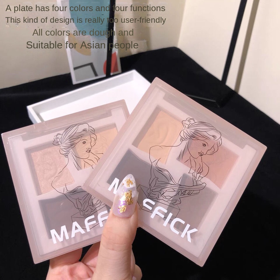 Bảng Phấn Bắt Sáng Bốn Màu Sắc Tạo Hiệu Ứng Lì / Ánh Nhũ Ba Chiều