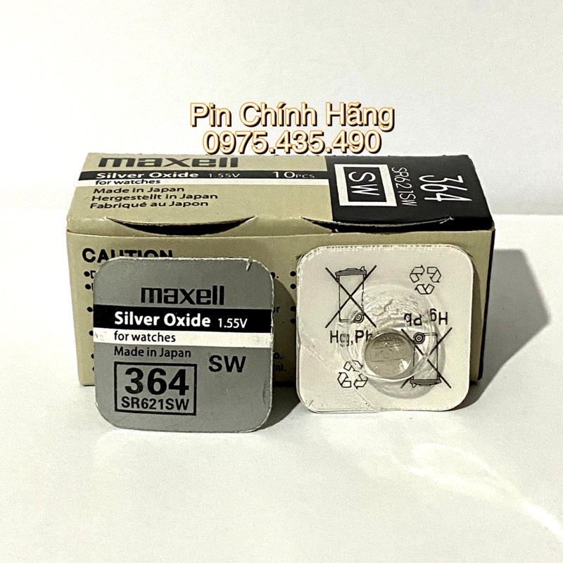 Hộp 10 Viên Pin Đồng Hồ Maxell SR621SW - 364 Made in Japan