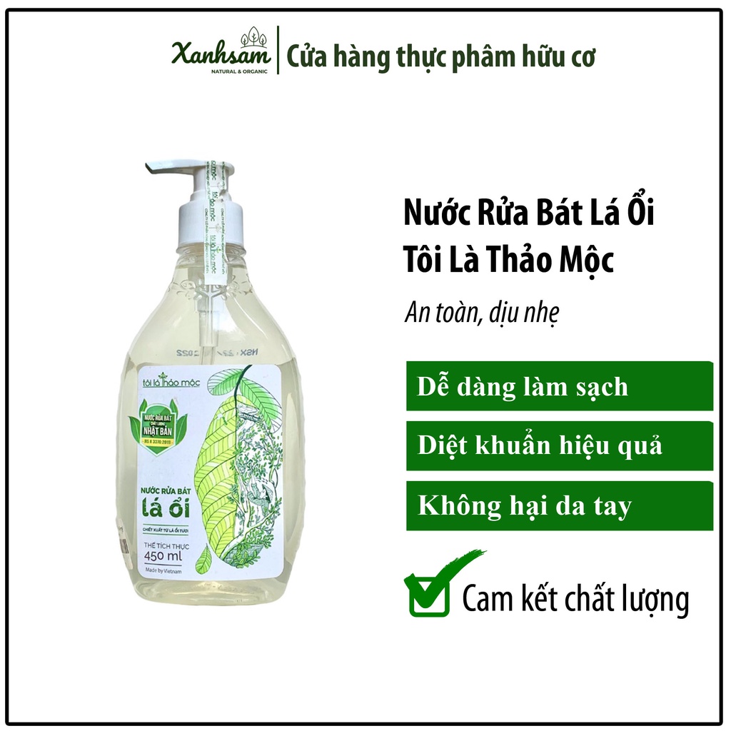 Nước Rửa Bát Lá Ổi 450ml Tôi Là Thảo Mộc - Xanhsam Organic