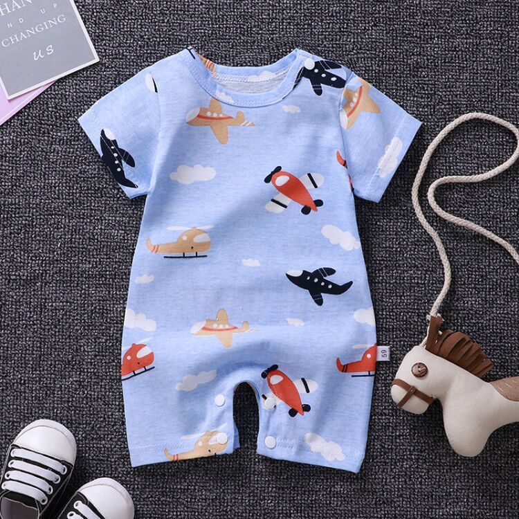 Áo Liền Quần Cotton Tay Ngắn Xinh Xắn Dành Cho Bé