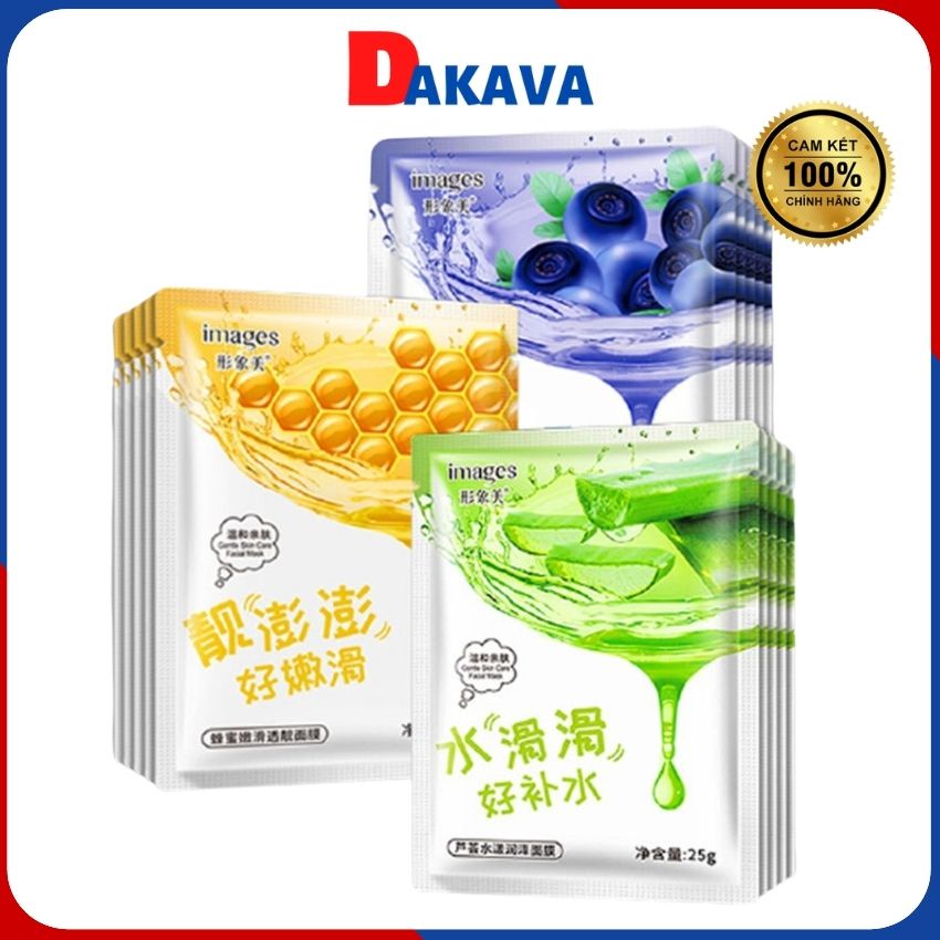 Mặt nạ giấy dưỡng da cấp ẩm trắng da dưỡng ẩm Images lô hội, việt quất, mật ong DAKAVA MN03