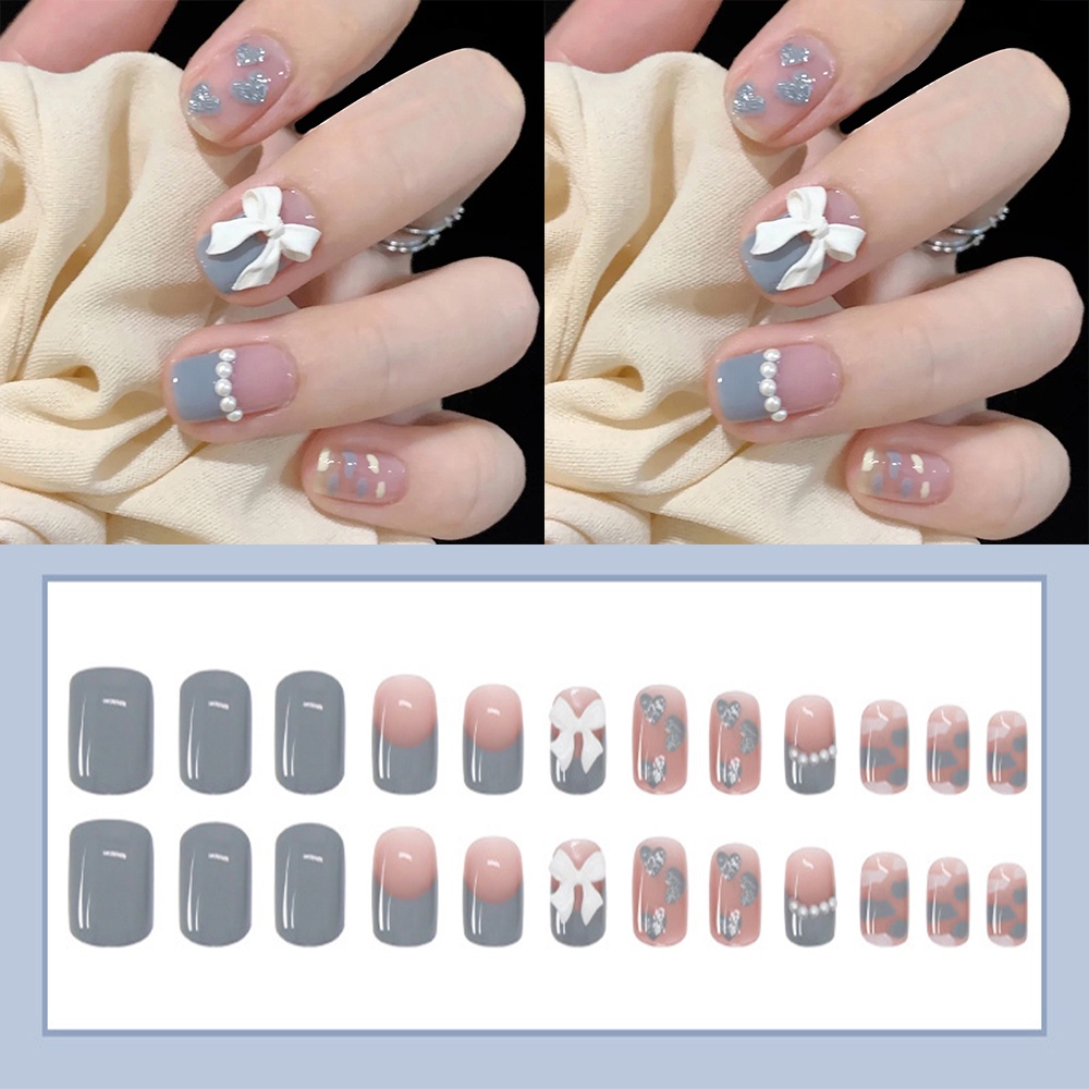 Bộ Hình Dán Móng Tay Trang Trí Họa Tiết Bướm Xanh Ngọc Trai Xinh Xắn