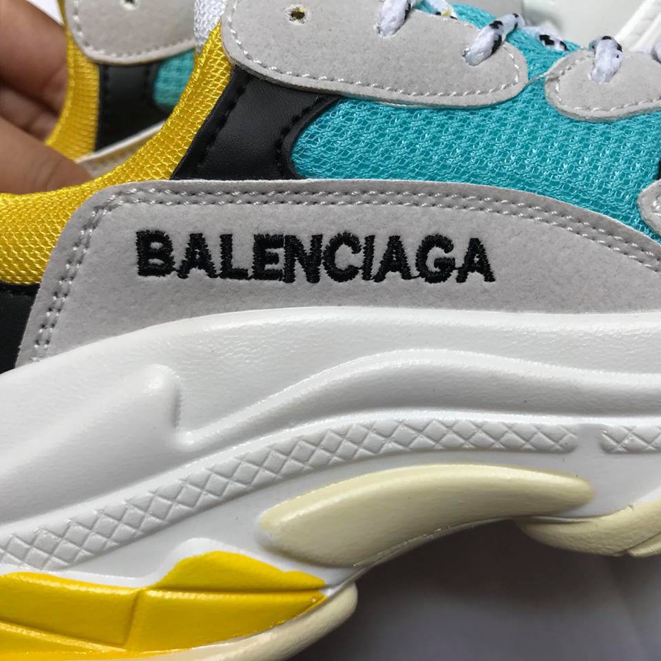 Giày Balenciaga Triple S vàng xanh, giày thể thao nam nữ đế cao