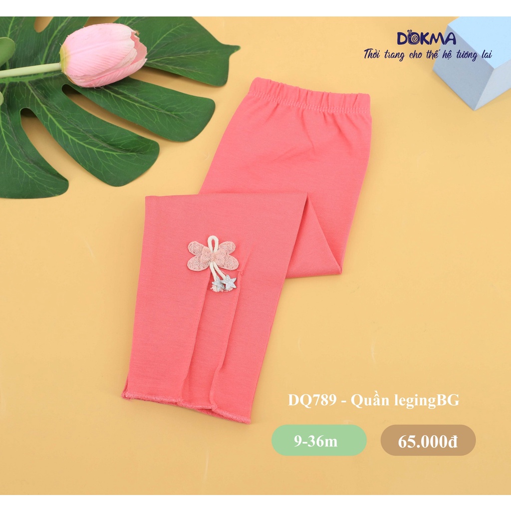 DQ789 Quần dài legging phối gân Dokma vải cotton mỏng cho bé gái (9-36M)