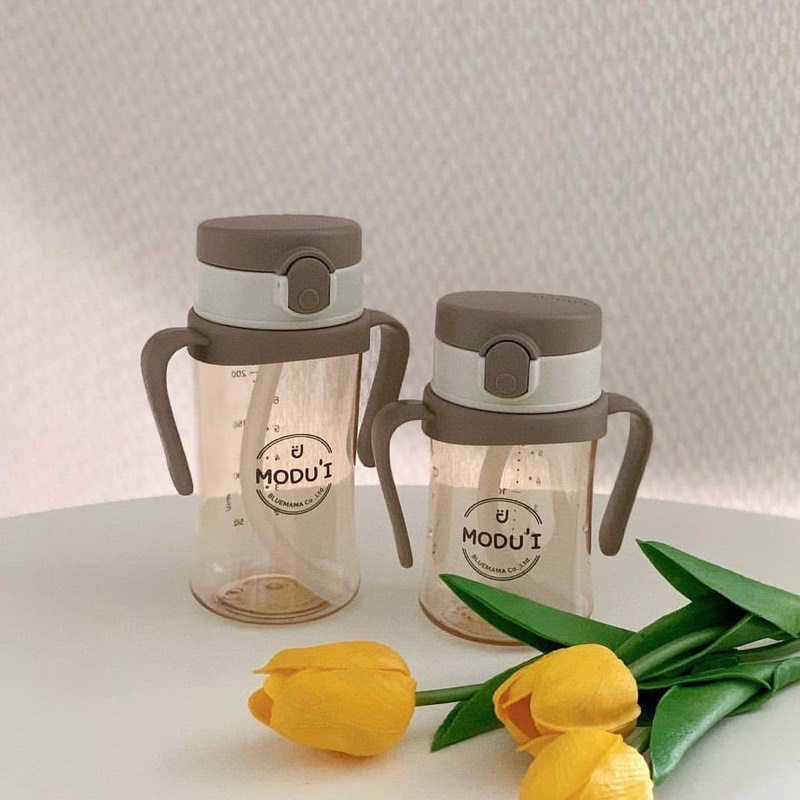 Bình tập hút Bluemama Modui uống nước/ Bình nắp bật One Touch Cap Bluemama Modui 200-260ml cho bé từ 6 tháng