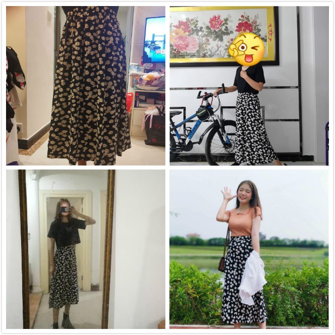 Chân Váy Maxi Lưng Cao Hoạ Tiết Hoa Cúc Nữ Tính | BigBuy360 - bigbuy360.vn