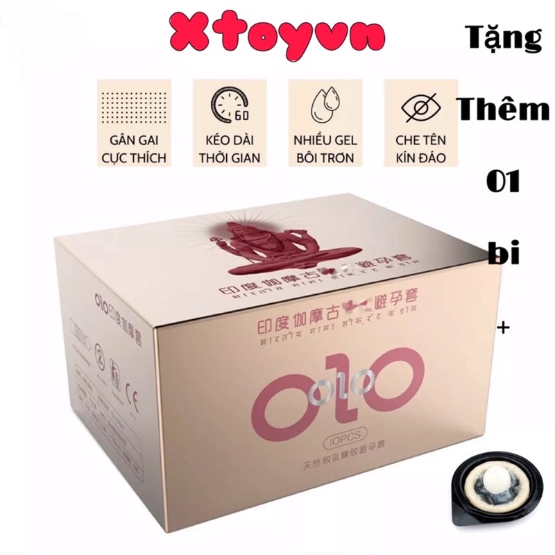 Bao Cao Su OLO 0.01mm Hồng , Siêu Mỏng Gân Gai Tặng Kèm 1v  Bi , Kéo Dài Thời Gian - Gốc Nước - Hộp 10 Bcs