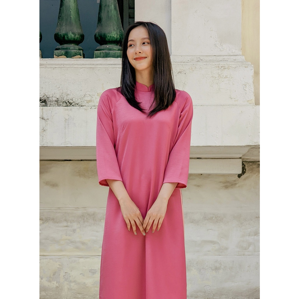 Set Áo Dài Rosemary tây thi hồng đậm